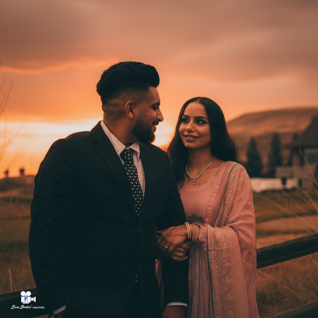 Couple photoshoot during golden hour in Kelowna, Okanagan wedding photography