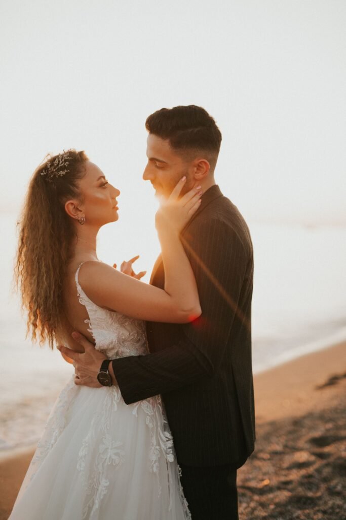 Cinematic wedding couple portrait by a Kelowna wedding photographer