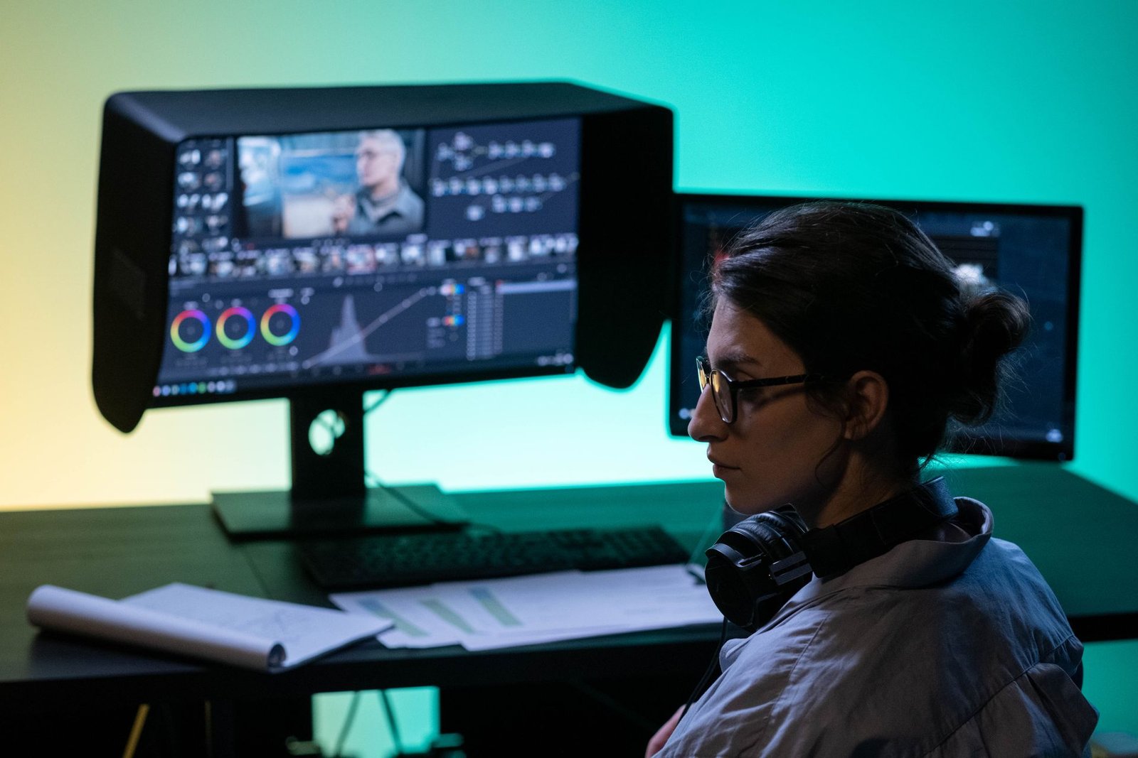 Video editing suite with cinematic footage