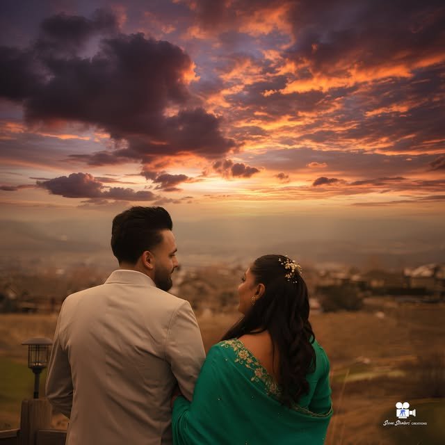 Couple at dramatic sunset, wedding photography Okanagan